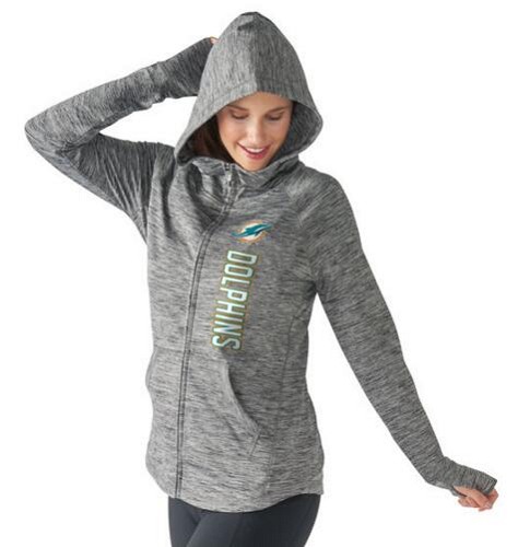 Women's NFL Miami Dolphins G-III 4Her by Carl Banks Recovery Full-Zip Hoodie Heathered Gray - Click Image to Close
